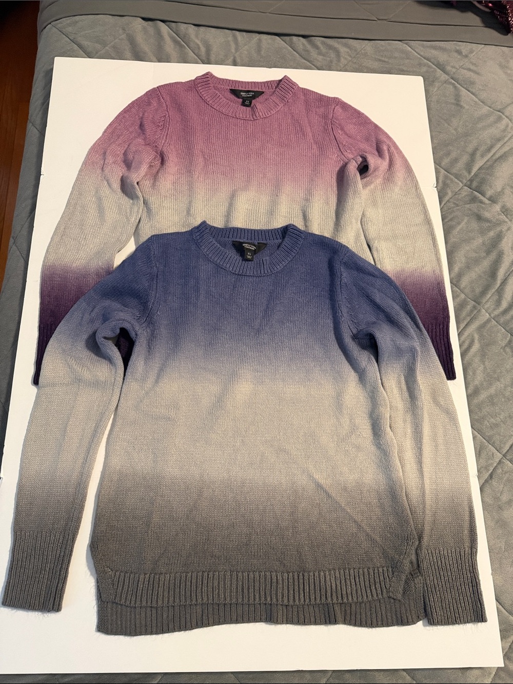 Simply Vera Vera Wang Women's Gradient Crewneck Sweaters - Purple & Blue Ombre